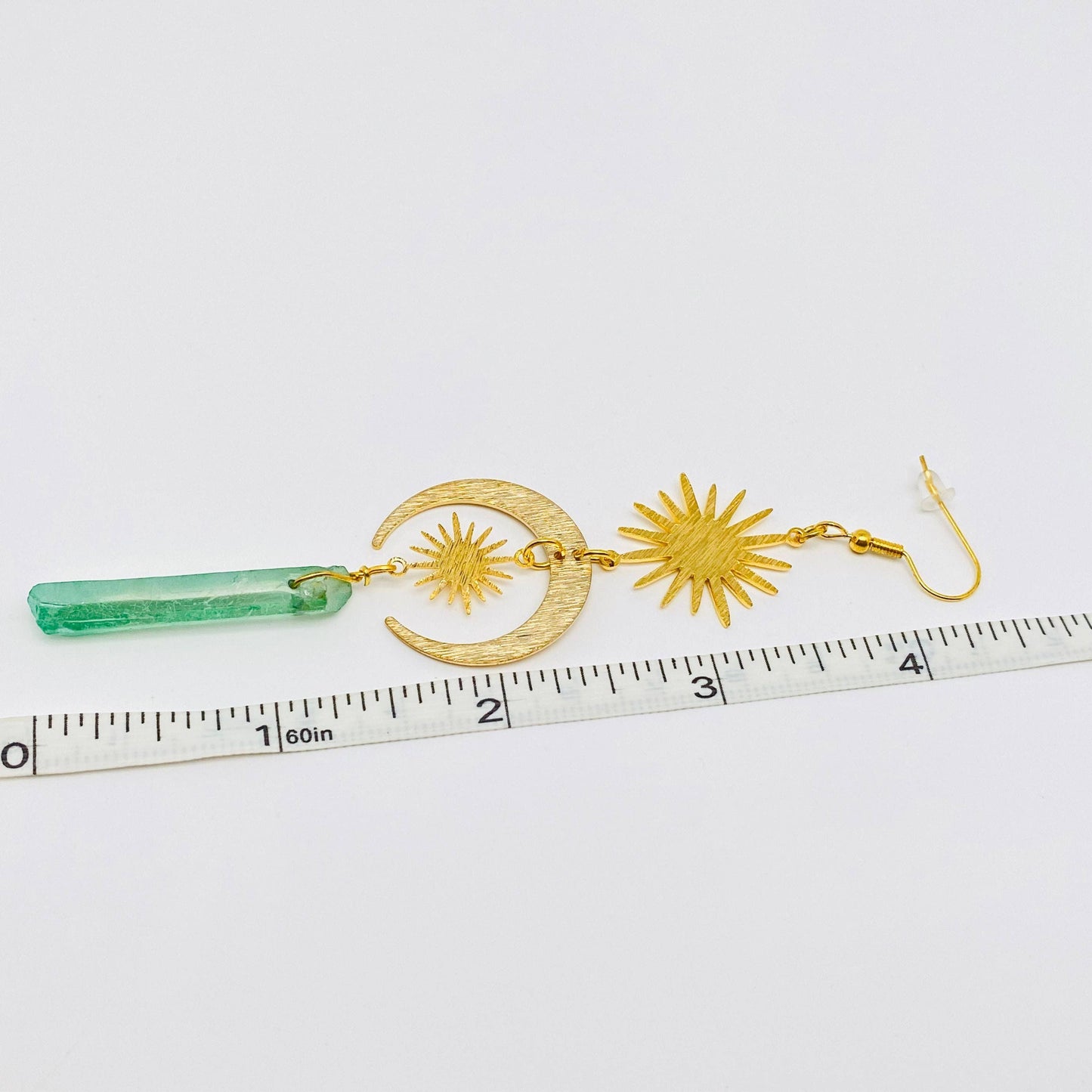 Aqua Crystal Pendant Star Moon Earrings