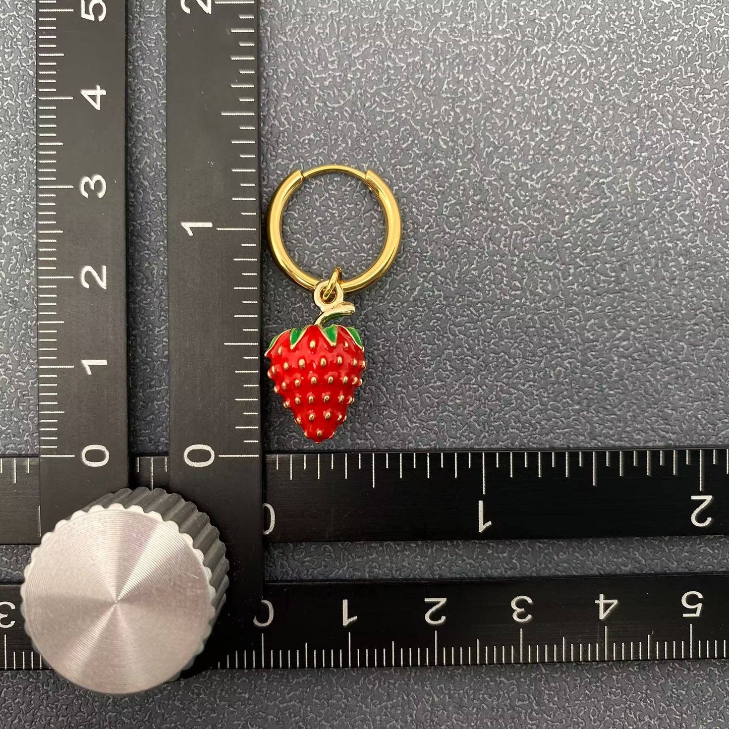 Strawberry Charm 18K Gold Plated Huggie Earrings