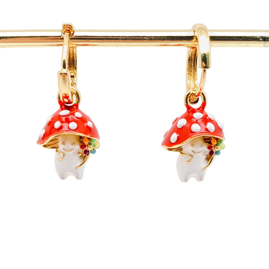 Cute Mushroom Huggie Hoop Earrings