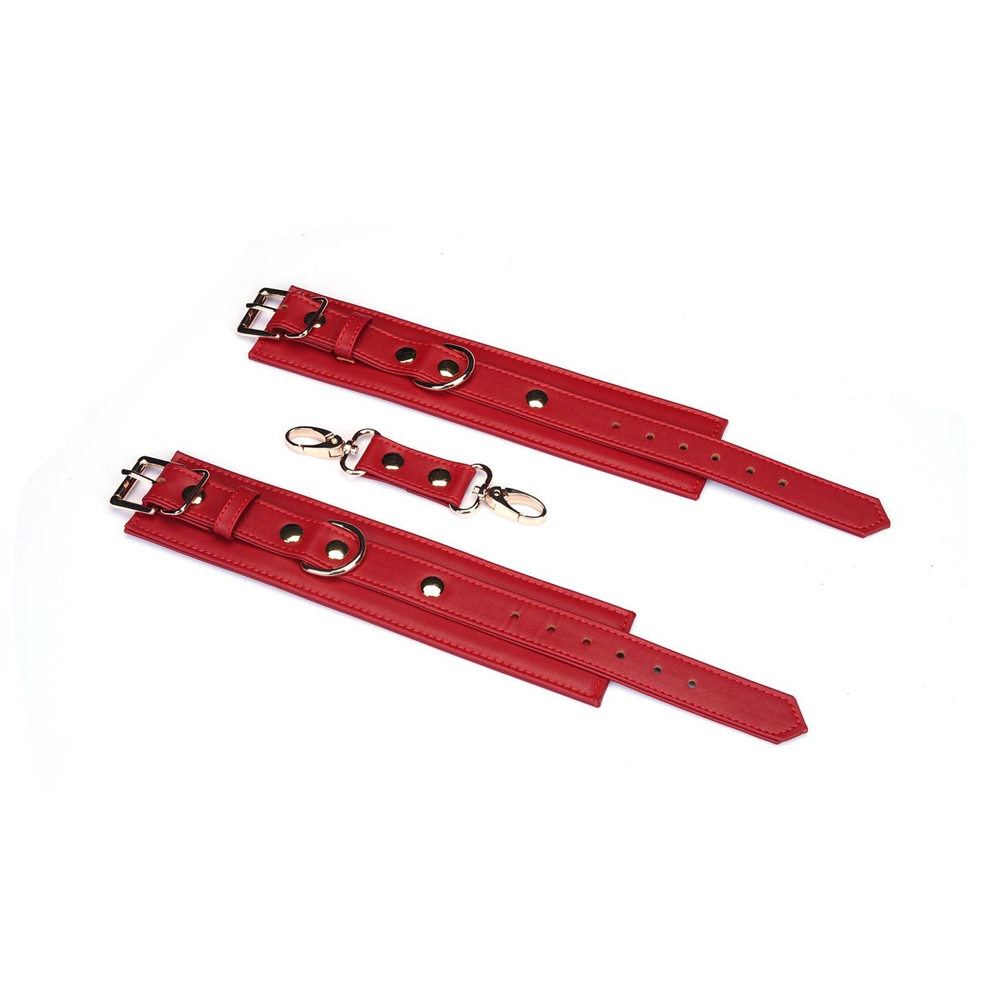 Red Faux Leather Wrist Cuffs