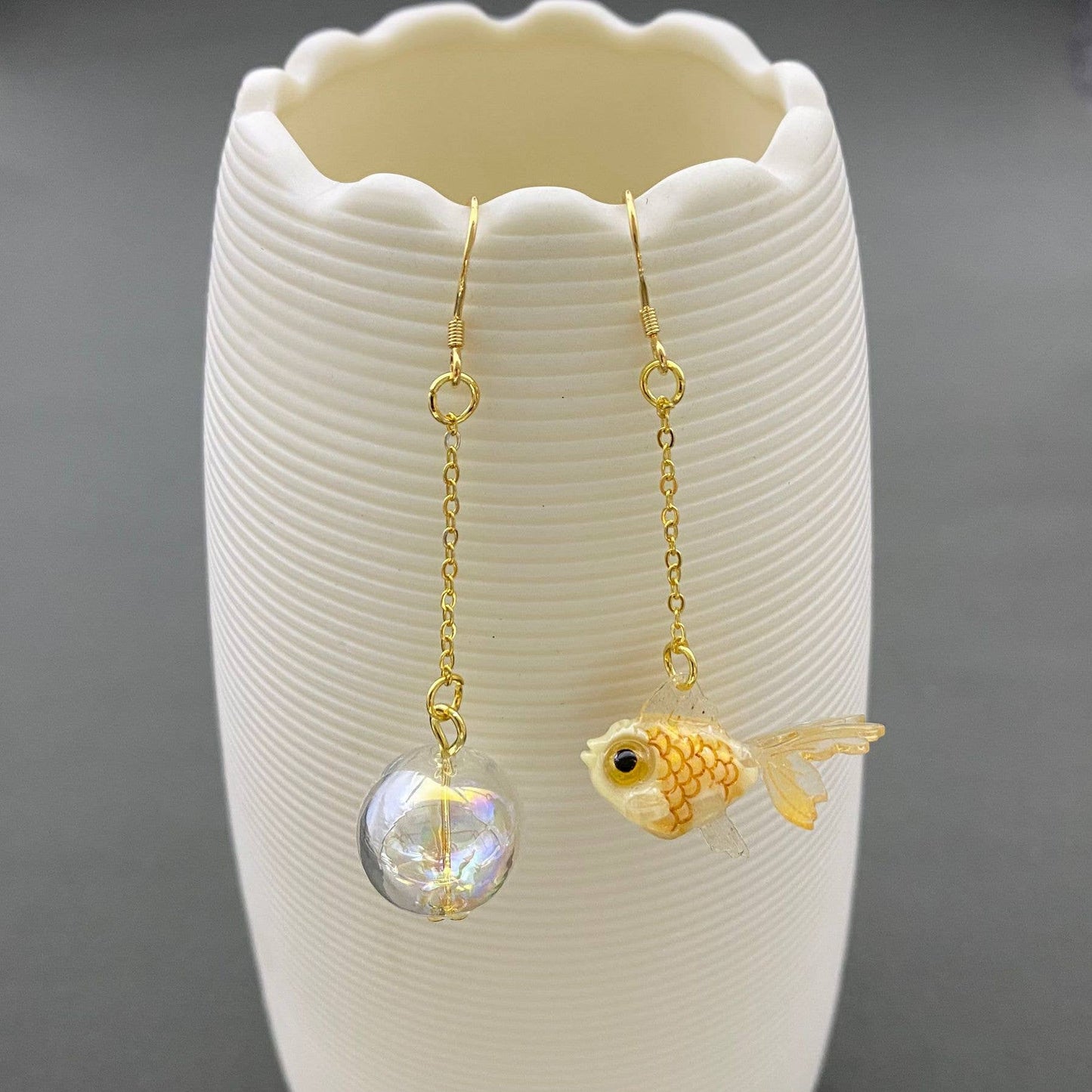 Goldfish and Bubble Dangle Earrings