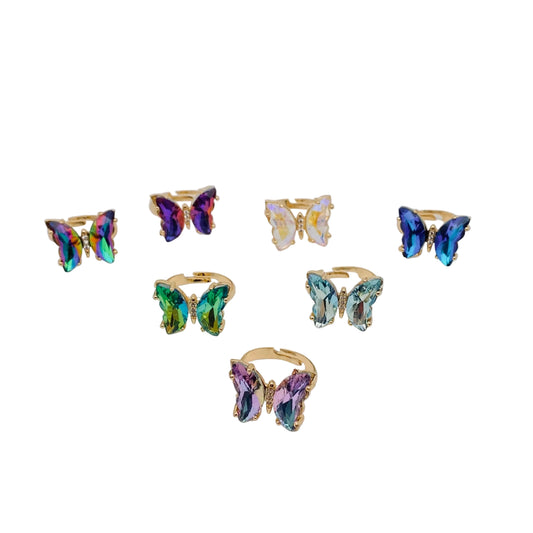 Gradient Glass Butterfly Ring