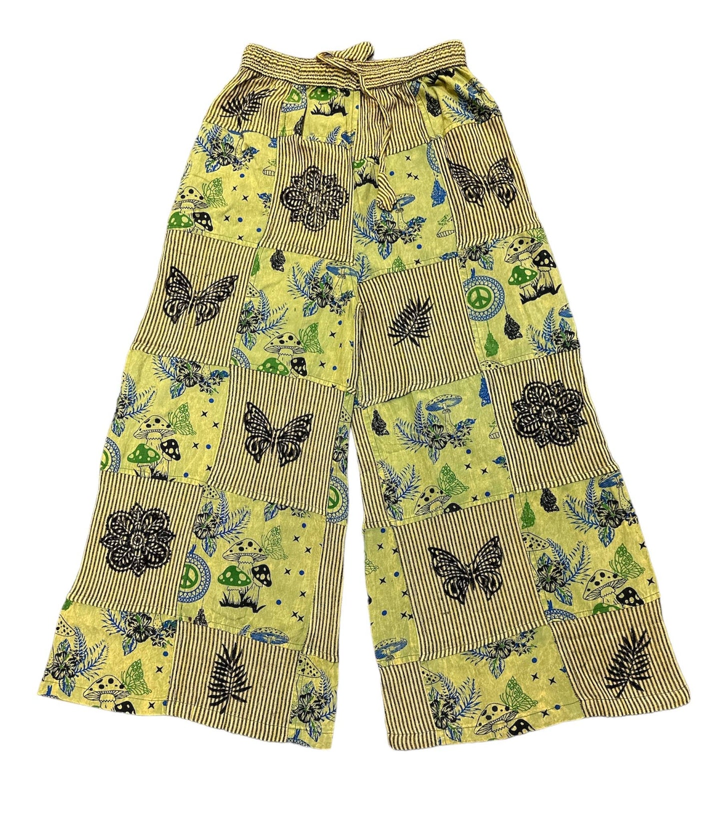 Cotton butterfly and mushroom patch palazzo pant