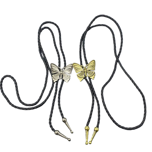 Butterfly Charm Artificial Leather Poirot Rope Necklace