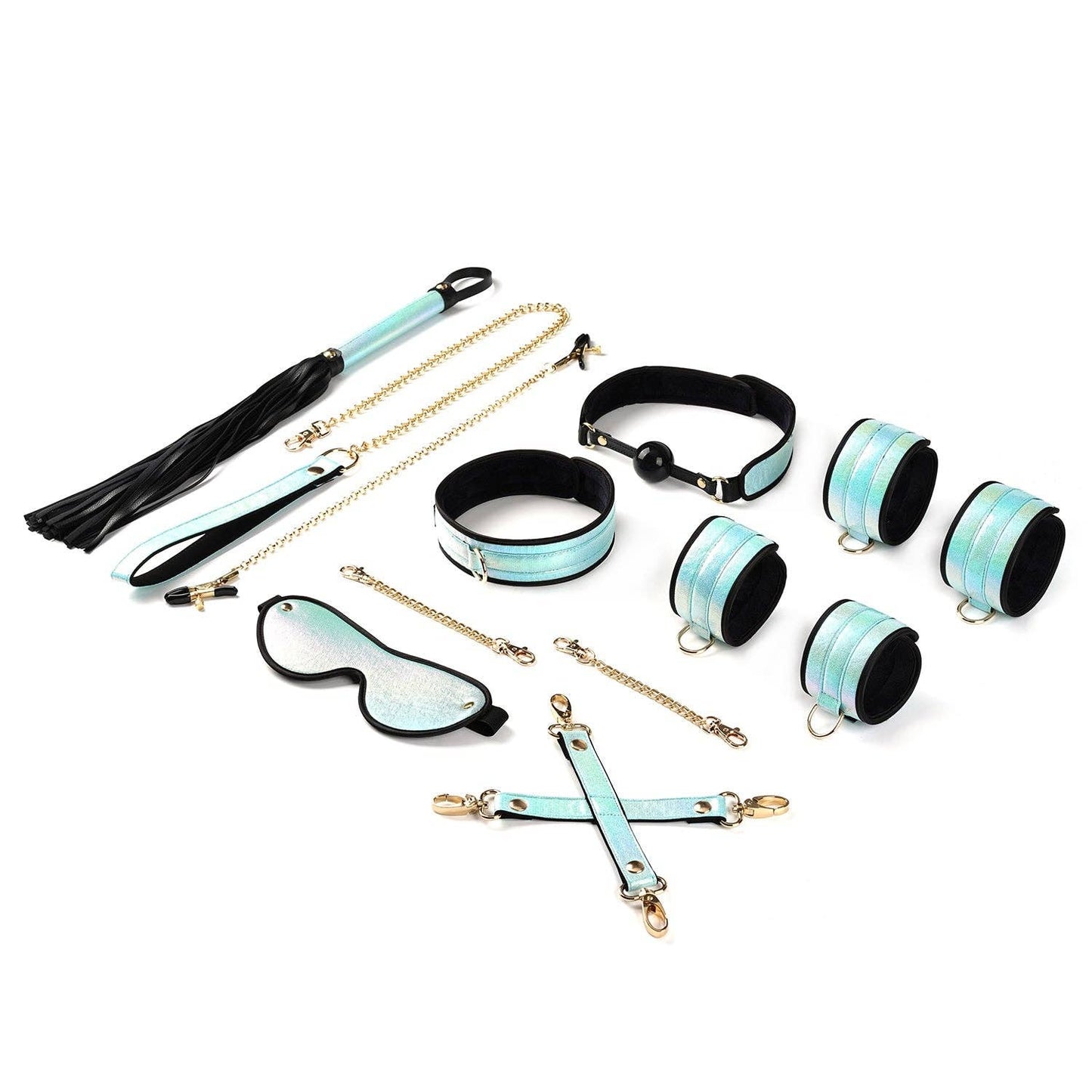 Vivid Sky 8pcs Set- Blue Glossy Soft Beginners Bondage Set