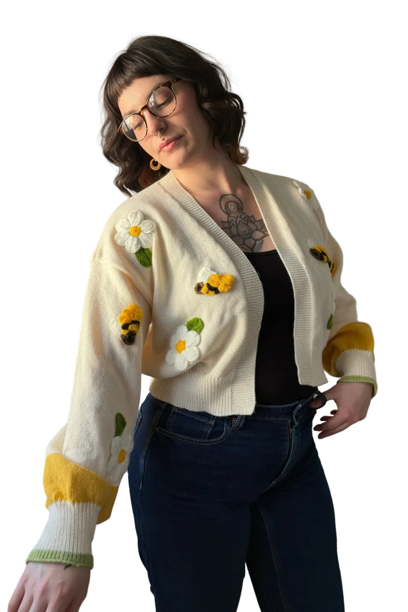 Bumble bee open cropped cardigan