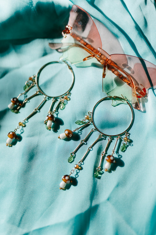 Mushroom Hoop Earrings