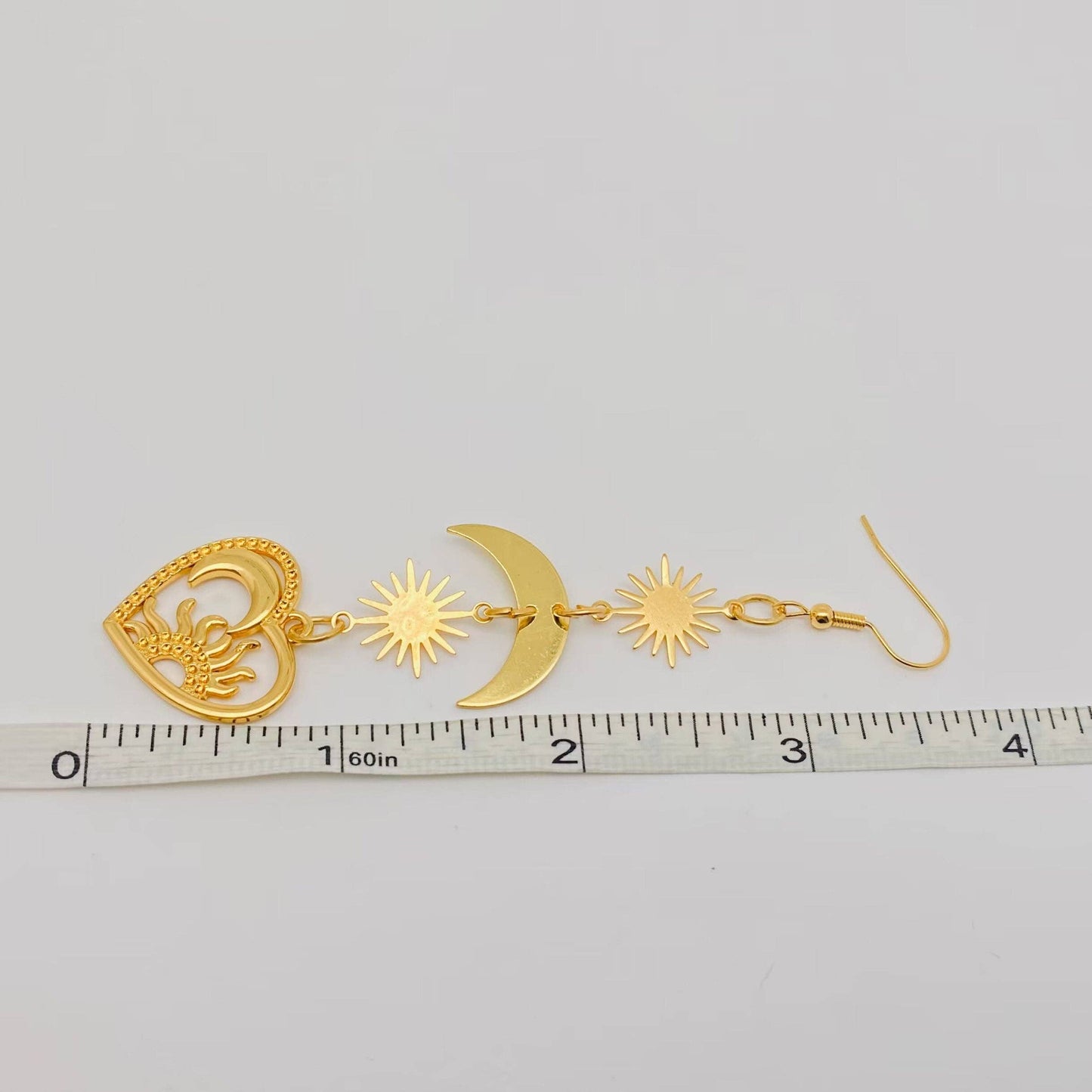 Sun Moon Star Heart-shaped Pendant Earrings
