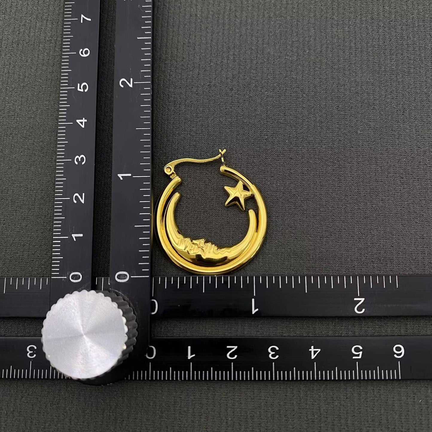Moon Star 18K Gold Plated Stainless Steel Hoop Earrings