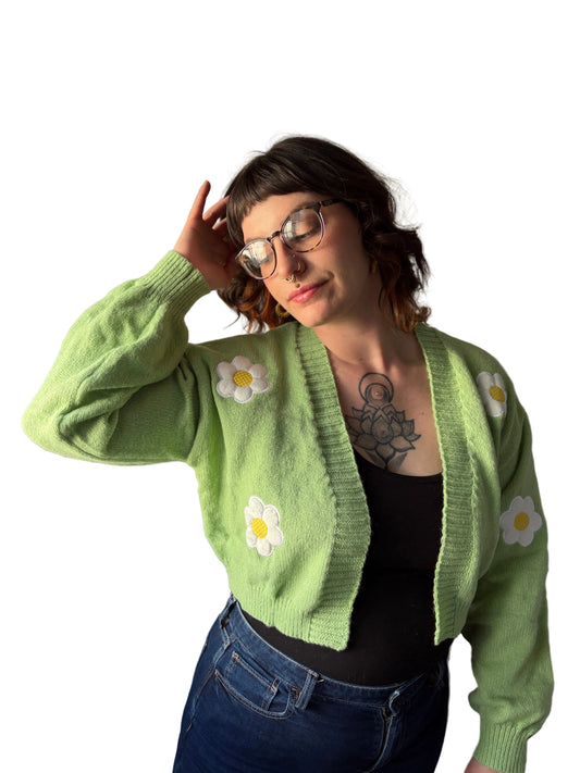 Fields of Daisies open front cropped cardigan