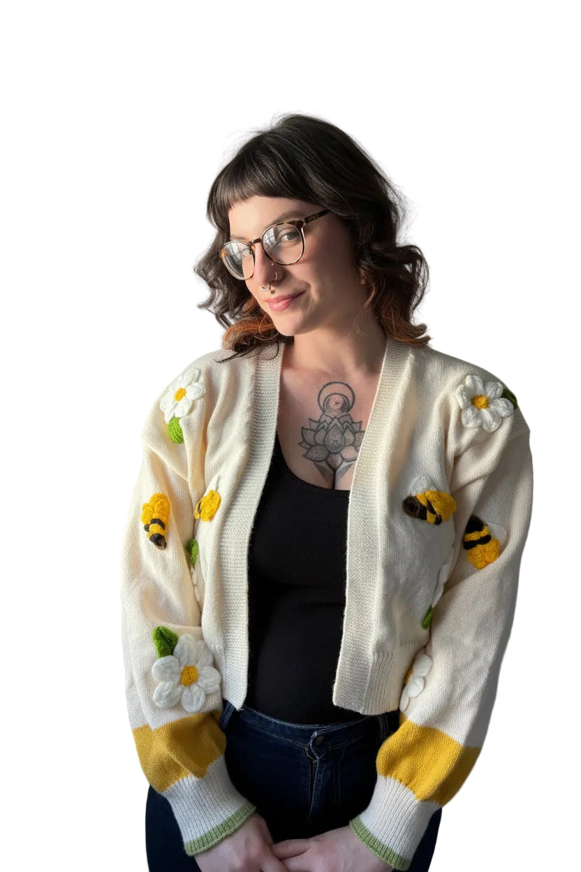 Bumble bee open cropped cardigan