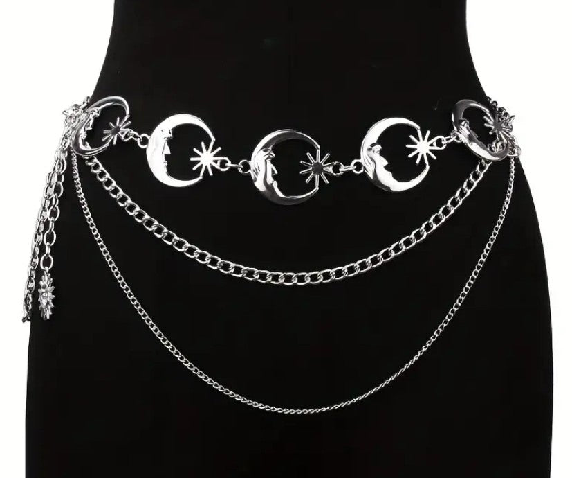 moon and star multi chain belt