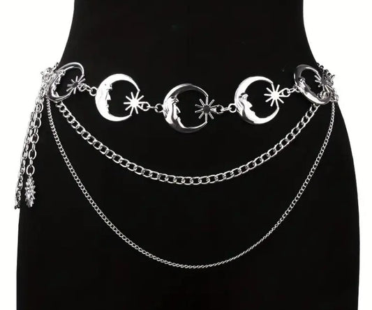 moon and star multi chain belt