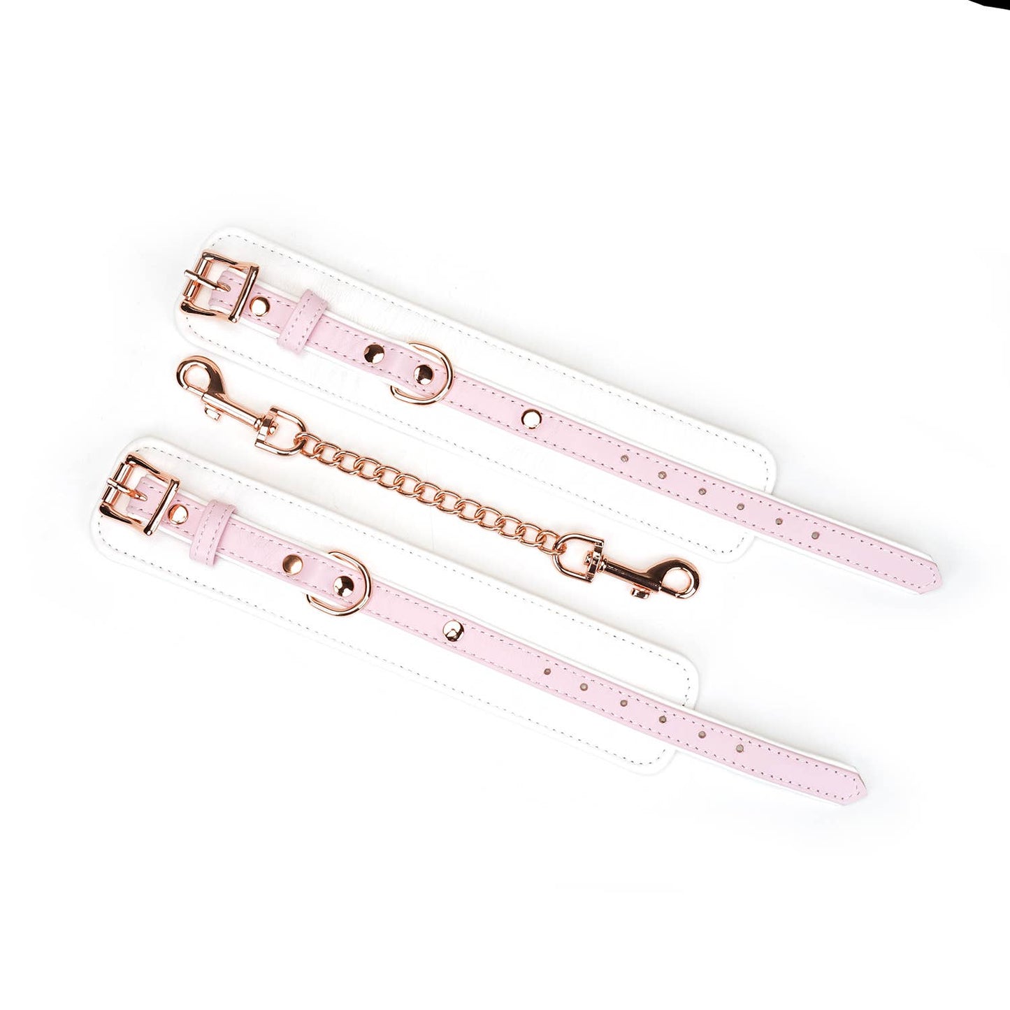 White & Pink Fairy Leather Hand Cuffs