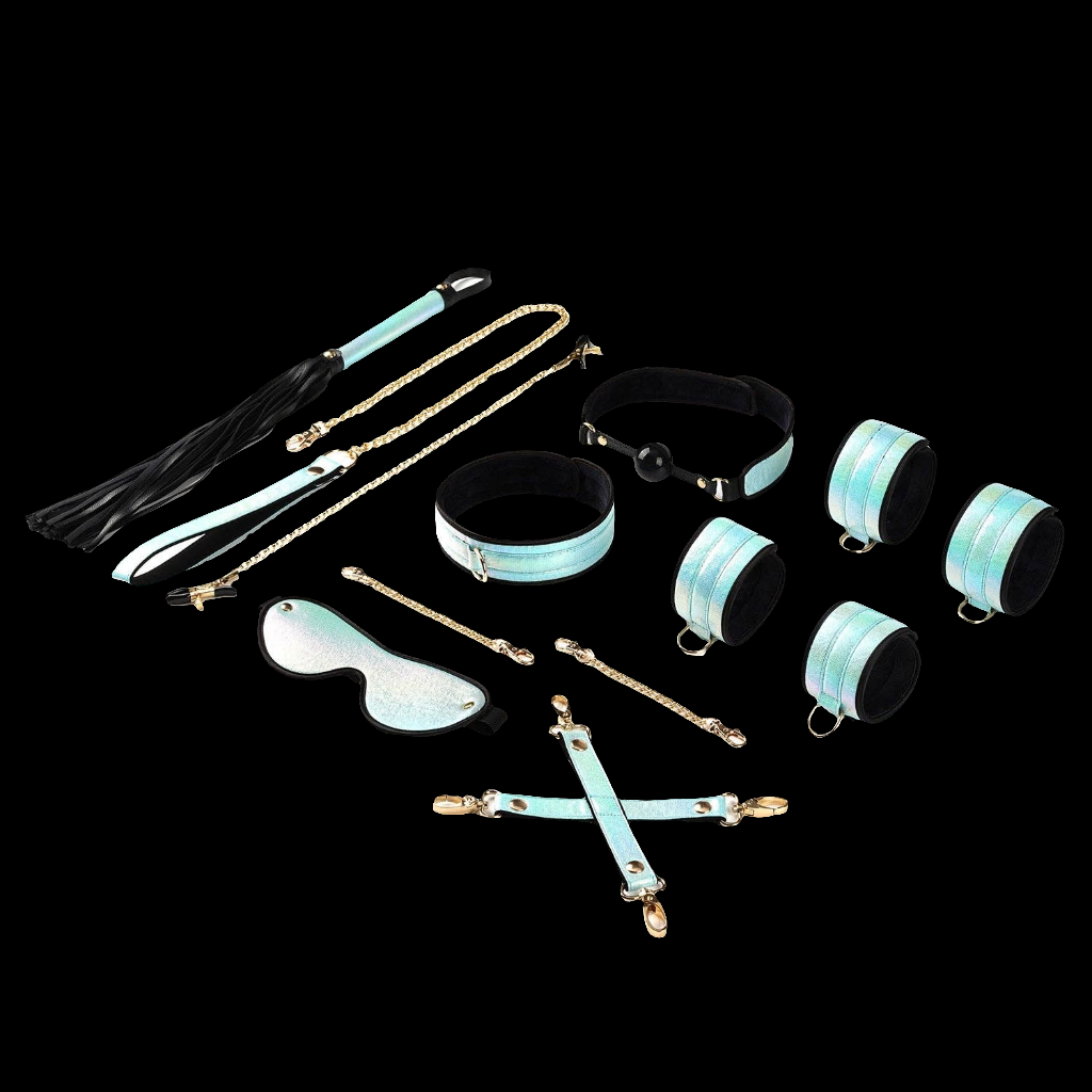 Vivid Sky 8pcs Set- Blue Glossy Soft Beginners Bondage Set
