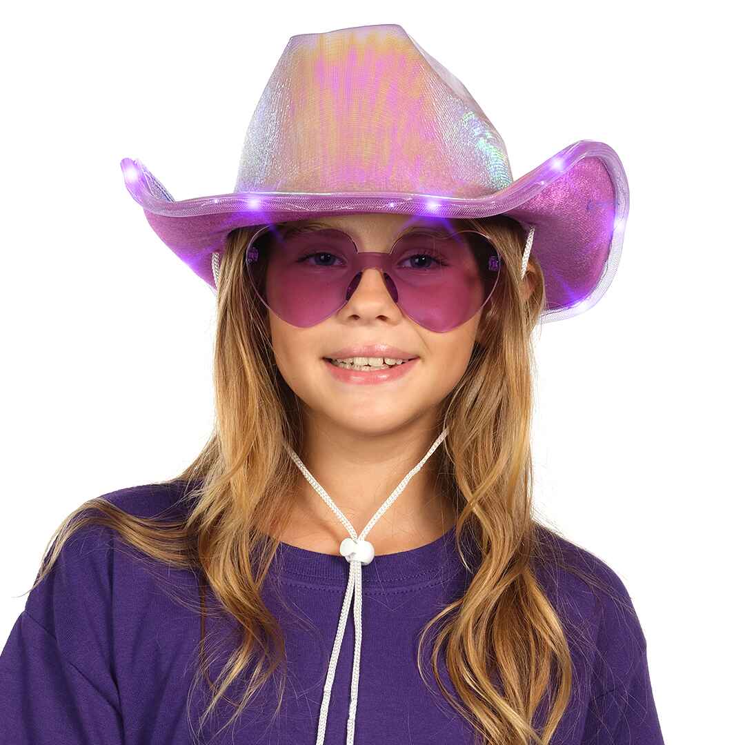 Light Up Cowboy Hat for Women - Cowgirl Hat with Glasses 