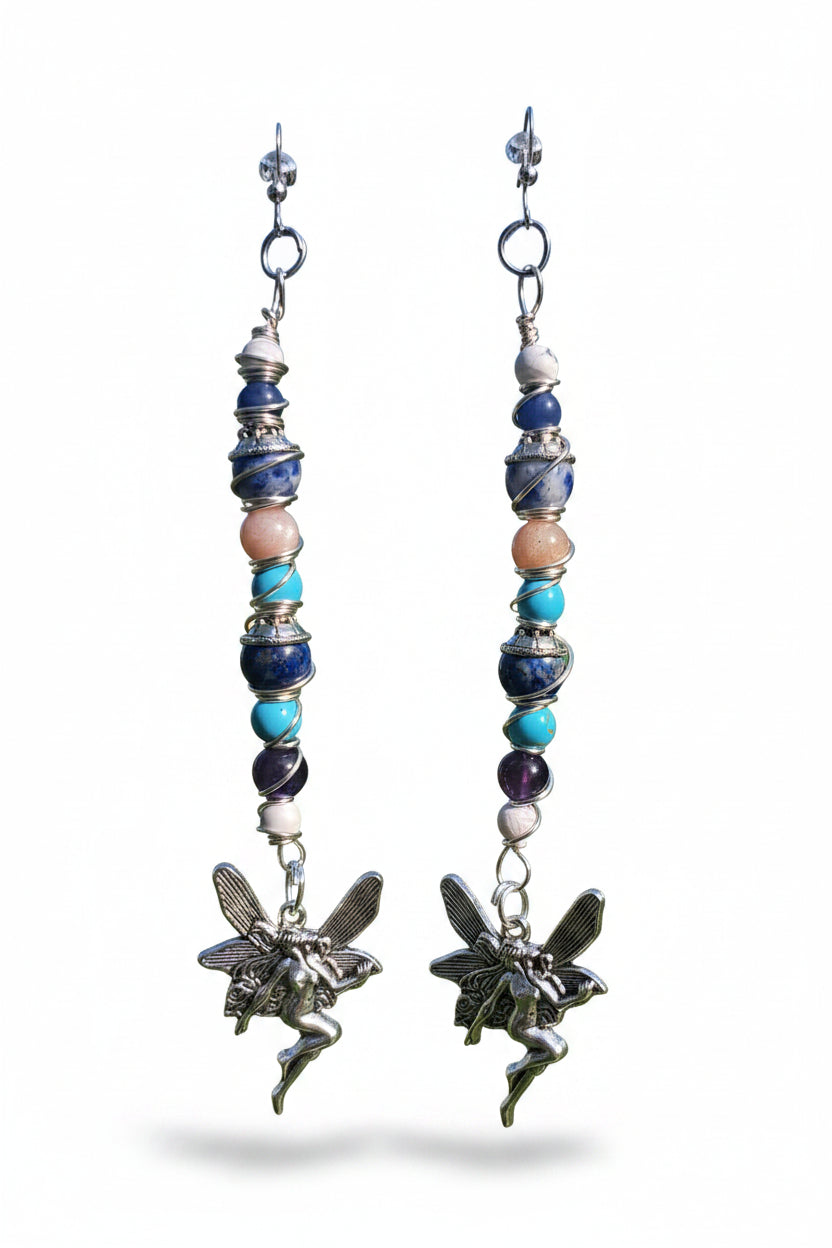 ZuliMynne Faerie Realm earrings semi-precious stones, silver plated