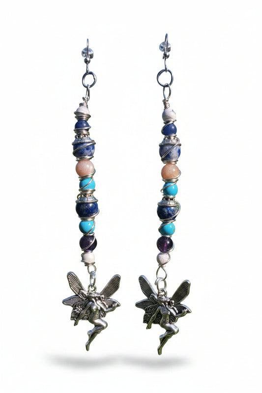 ZuliMynne Faerie Realm earrings semi-precious stones, silver plated