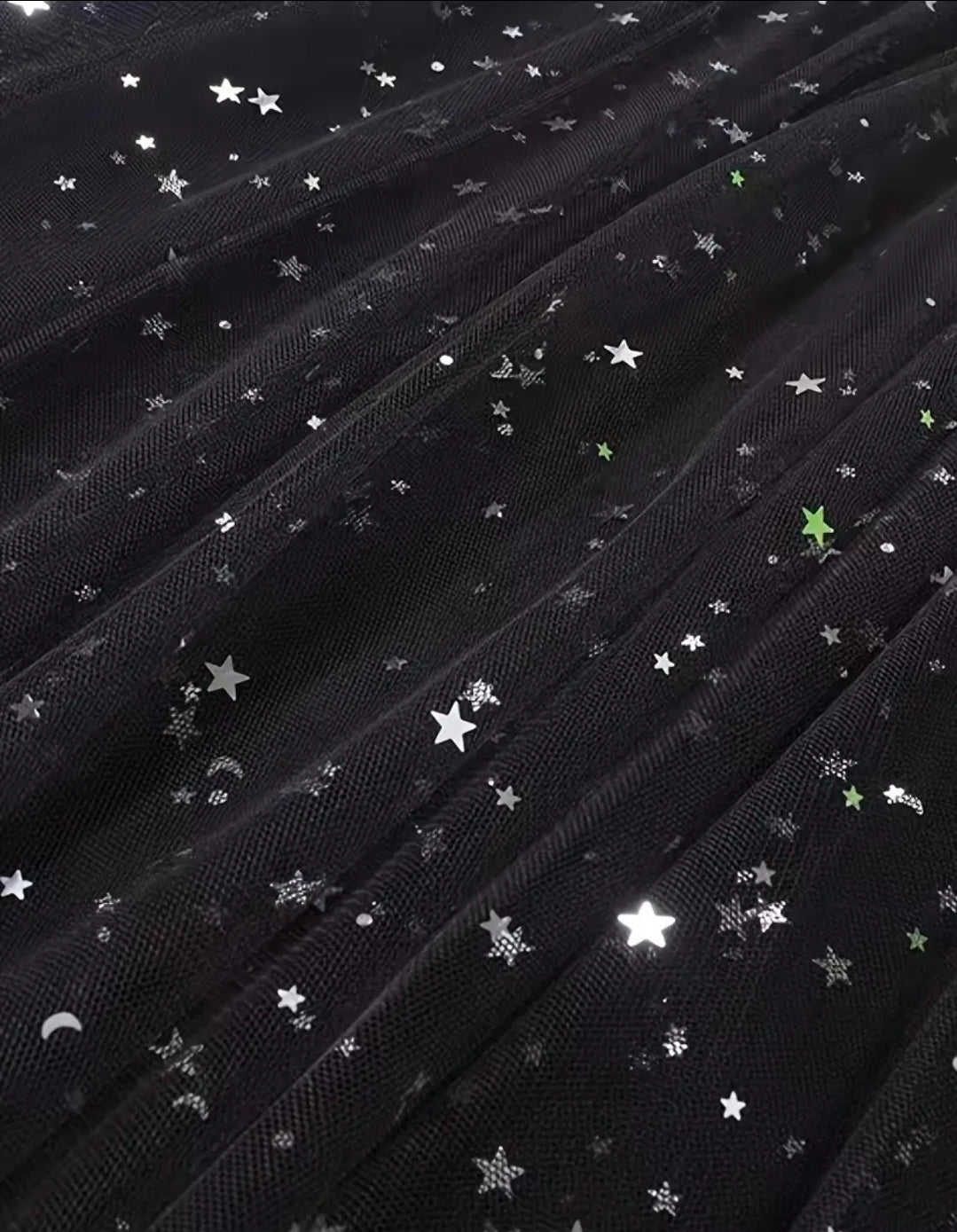 Starry Sky Mesh Layer Stretch Midi Skirt